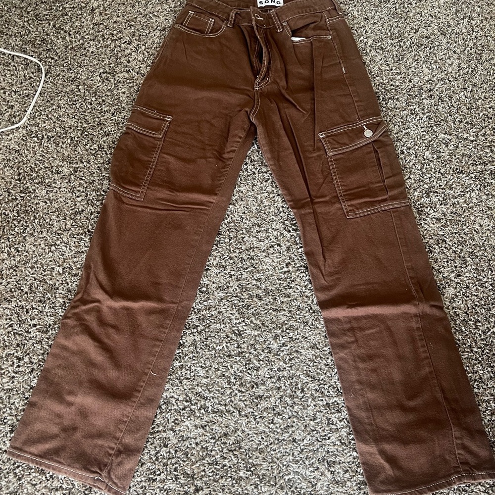 Brown Cargo Pants with Relaxed Fit
